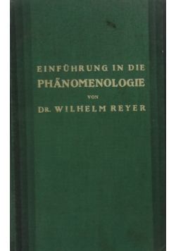 Einfuhrung in die Phanomenologie, 1926 r.