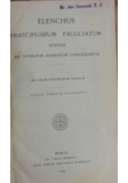 Elenchus praecipuarum facultatum, 1943r.