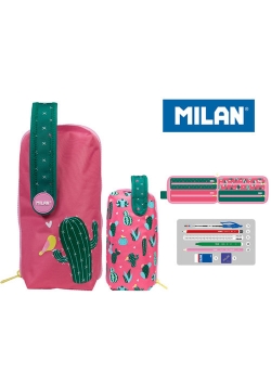 Multipiórnik Milan owalny z 4 piórnikami Cactus róż
