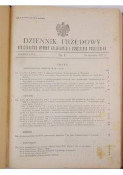 Dziennik Urzędowy Ministerstwa Wyznań Religijnych i Oświecenia Publicznego, nr 1, 1937 r.