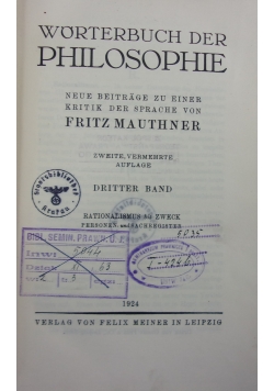 Worterbuch der Philosophie, band III,1924 r.