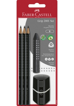 Grip 2001 Set Czarny 3 x Ołówek + Gumka+Temperówka