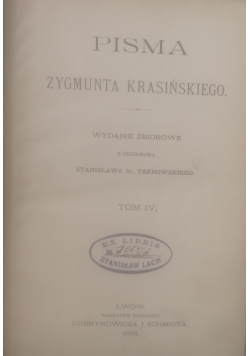Pisma Zygmunta Krasińskiego Tom IV, 1898 r.