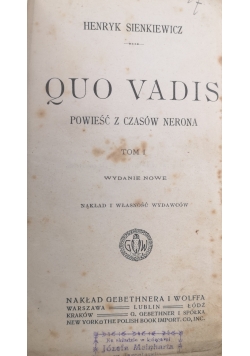 Quo vadis 1 wydanie tom I 1896 r.