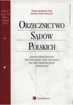 Orzecznictwo Sądów Polskich 7-8/2010