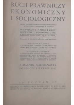 Ruch prawniczy, ekonomiczny i socjologiczny, 1937 r.