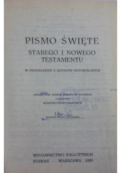 Pismo Święte Starego i Nowego Testamentu w przekładzie języków oryginalnych