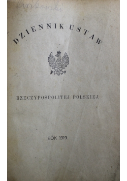 Dziennik Ustaw Rzeczypospolitej Polskiej 1919 r