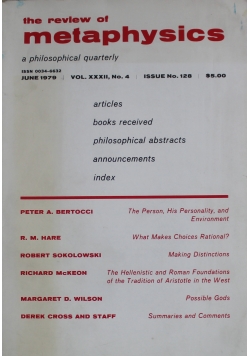 The Review of metaphysics Volume XXXII nr 4