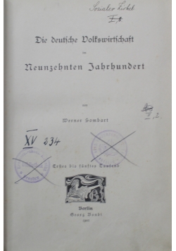 Die deutsche Volkswirtschaft im Neunzehnten Jahrhundert 1903 r.