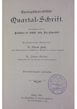 Theologisch - praktische Quartal-Schrift. , 1911 r.