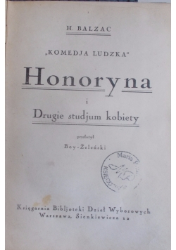 Honoryna i Drugie studjum kobiety, 1925 r.