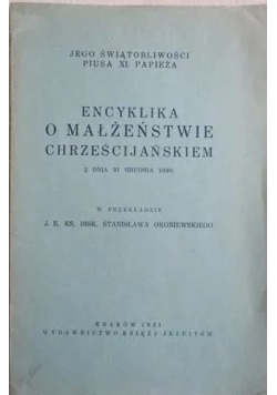 Encyklopedia o małżeństwie Chrześcijańskiem 1931r.