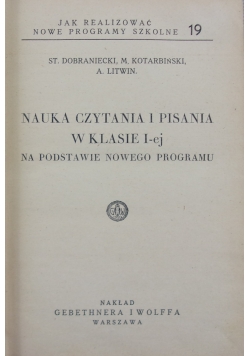 Nakład czytania i pisania w klasie I-ej na podstawie nowego programu, 1934r