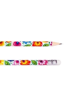 Ołowek łowicki biały z gumką (20 szt.) FOLKSTAR