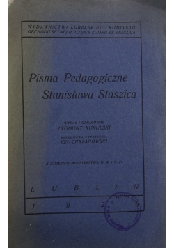 Pisma pedagogiczne Stanisława Staszica, 1926 r,