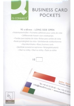Kieszeń samoprzylepna Q-CONNECT na wizytówki 60x95mm 10 sztuk