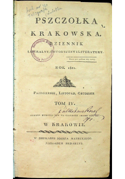 Pszczółka krakowska dziennik IV 1821 r.