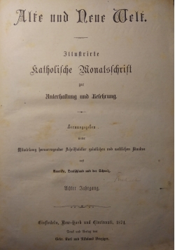 Alte und Heue Welt, 1874 r.