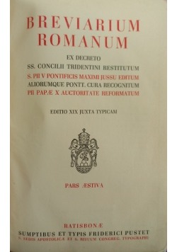 Breviarium Romanum, Pars Aestiva, 1940 r.