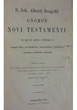 Gnomon Novi Testamenti ,1887 r.