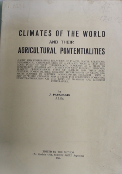 Climates of the world and their Agricultural Potentialities