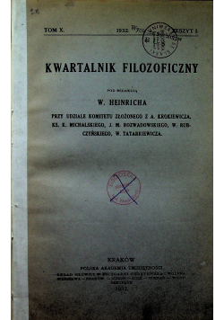 Kwartalnik filozoficzny tom X Zeszyt od I do IV 1932r