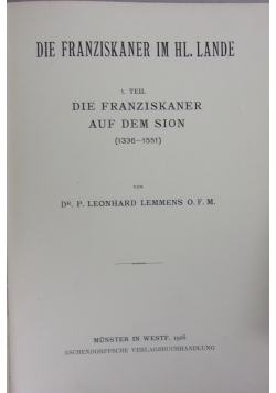 Die Franziskaner im Hl. Lande, 1916r.
