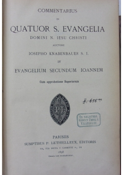 Commentarius in Quatuor S. Evangelia, 1898r.