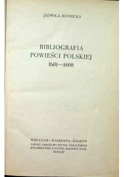 Bibliografia powieści polskiej 1601 - 1800