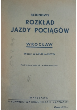 Rejonowy Rozkład Jazdy Pociągów .Wrocław
