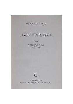 Język i poznanie, tom II