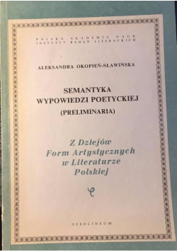 Semantyka wypowiedzi poetyckiej