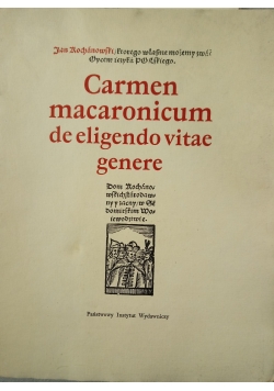 Carmen macaronicum de eligendo vitae genere