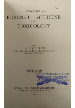 A synopsis of forensic medicine and toxicology 1945 r.