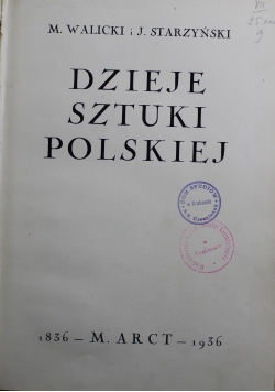 Dzieje sztuki polskiej 1936 r.