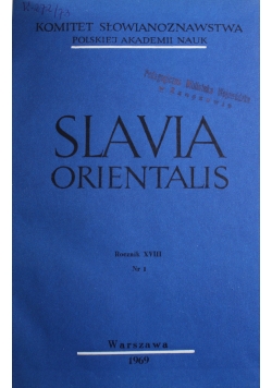 Slavia Orientalis rocznik XVIII cztery numery