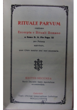 Rituale Parvum,1937r
