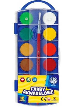 Farby akwarelowe fi 23.5mm 12 kolorów ASTRA