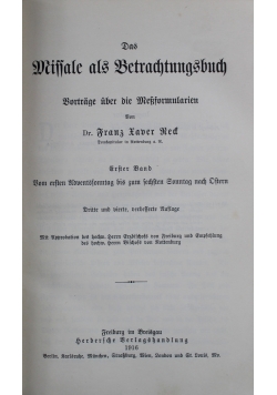 Das Missale als Betrachtungsbuch 1916 r.