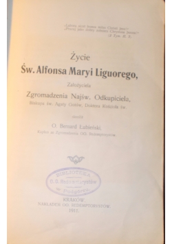 Życie Św. Alfonsa Maryi Liguorego, 1911 r.