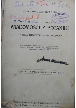 Wiadomości z botaniki 1918 r.