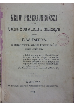 Krew Przenajdroższa ,1874