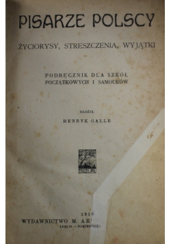 Pisarze Polscy życiorysy streszczenia wyjątki 1918 r