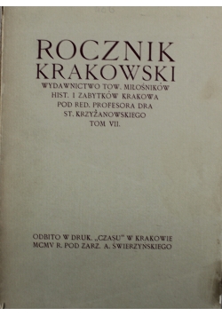 Rocznik Krakowski Tom VII