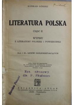 Literatura Polska Część II 1938 r