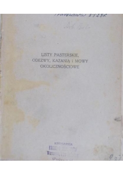 Listy pasterskie, odezwy, kazania i mowy okolicznościowe, Tom III, 1924 r.