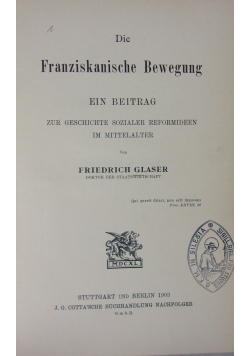 Die Franziskanische Bewegung ,1903r.