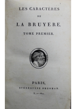 Les Caracteres Tome Premier 1802 r.