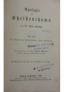 Apologie des christentums, 1899 r.